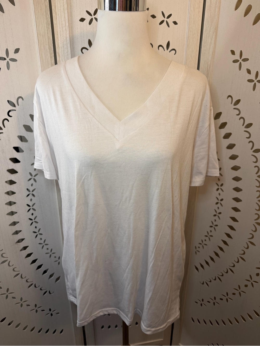 Oversized White V-Neck T-Shirt